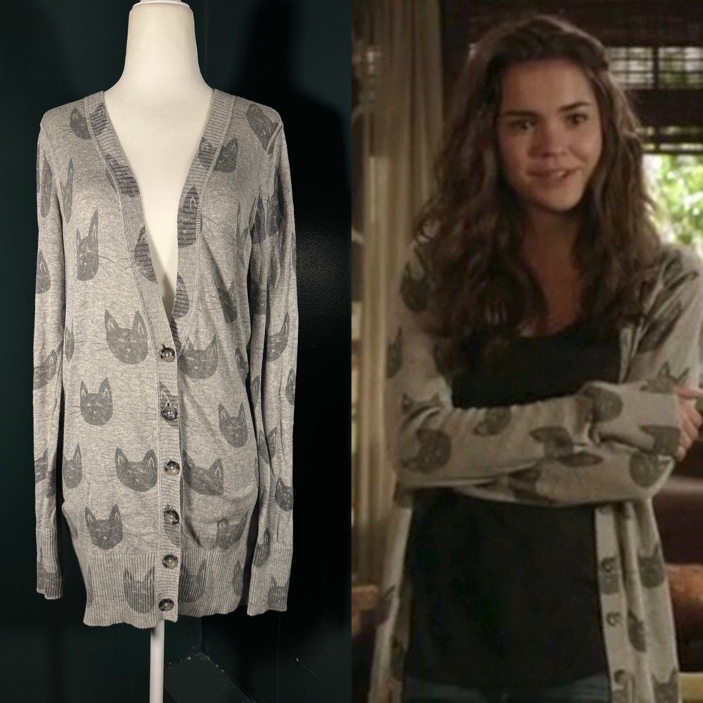 Vintage Mossimo Cat Print Cardigan • Gray • ASO Callie Foster L